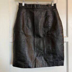 Heavy leather high waisted mini pencil skirt size 4